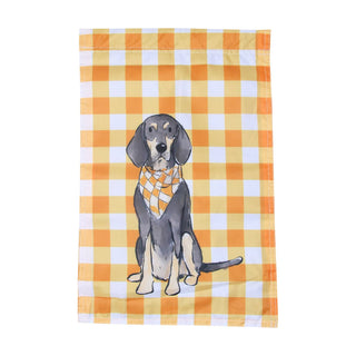 Orange Plaid Bluetick Coonhound Garden Flag