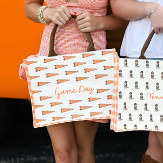 Tennessee Game Day Pennant Tote - Orange Gingham Canvas Bag