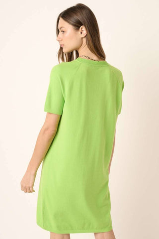 V NECK SWEATER DRESS
