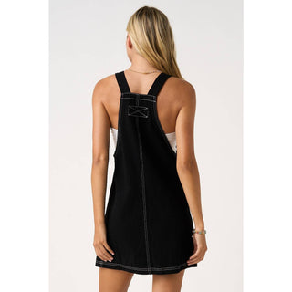 GAME DAY CONTRAST STITCH BIB OVERALL MINI DRESS