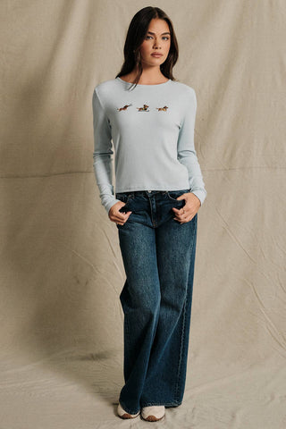 Ski Doxie Embroidered Ribbed Top