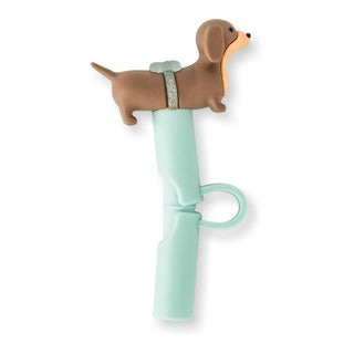 Dachshund Silicone Straw Topper Set – 6-Pack Reusable Wiener Dog Straw Covers