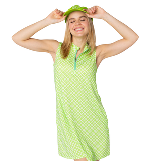 Solar Stretch Green Grid Dress