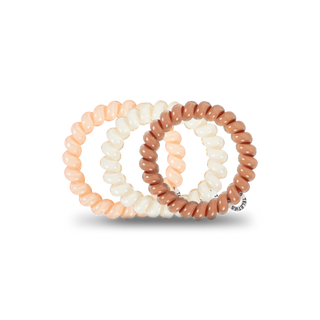 TELETIES Large Spiral Hair Ties – For the Love of Nudes (3-Pack)
