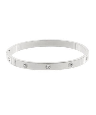 Luxe 7mm Crystal Pave Station Bangle | Hypoallergenic Gold Dipped Stainless Steel