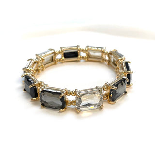Black Multi Rectangle Crystal Stretch Bracelet