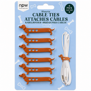 Weenie Dog Cable Ties, 6-Pack