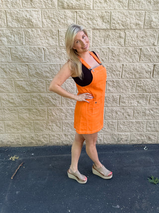 Game Day Contrast Stitch Bib Overall Dress