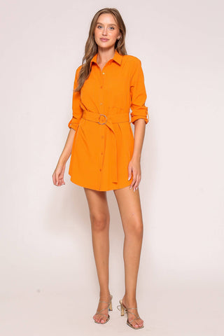 Stylish Belted Shirt Dress