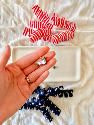 Patriotic Dachshund Earrings | USA Plaid Doxie Polymer Clay Studs