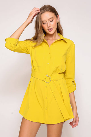 Stylish Belted Shirt Dress