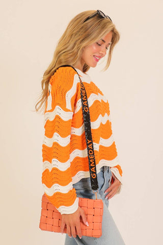 Wavy Textured Knit Spring Sweater