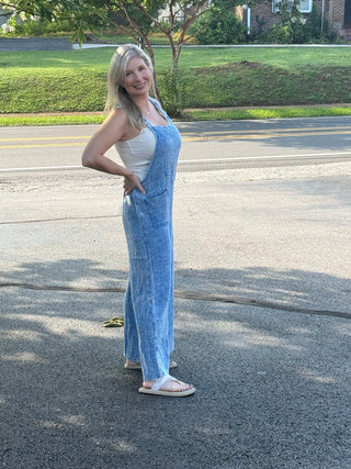 Boho Washed Double Gauze Wide-Leg Overalls