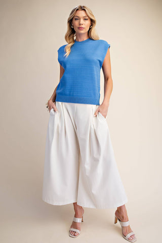Knit Top Pullover Round Neck Sleeveless
