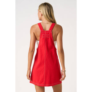 GAME DAY CONTRAST STITCH BIB OVERALL MINI DRESS