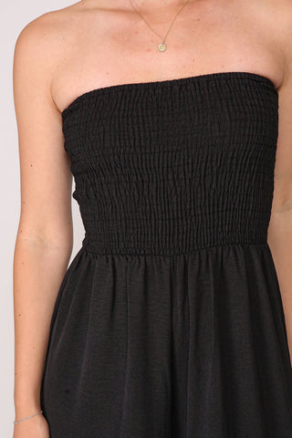 Smocked Strapless Jumpsuit