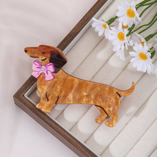 Bow & Stripe Dachshund Hair Claw, Acrylic