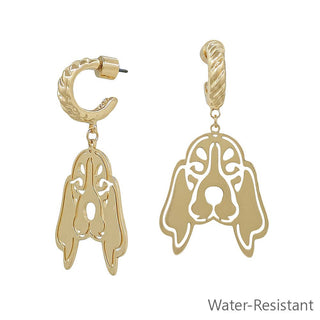 Gameday Gold Open Cut out Hounddog with Twisted Huggie Hoop 2" Earring