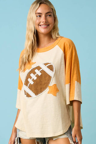 FOOTBALL PATCH MINERAL WASHED COLOR BLOCK TOP