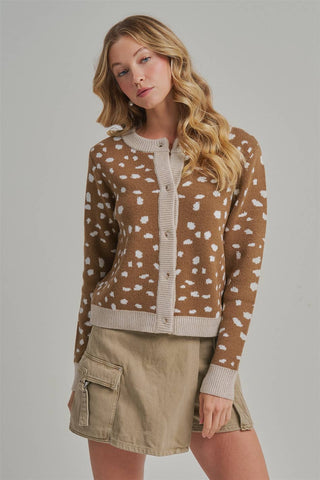 The Dappled Knit Cardigan | Premium Fawn Print Autumn Layer