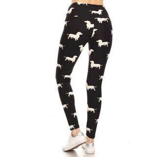 5" Yoga Band Buttery Soft High Waist Dachshund Print Leggings