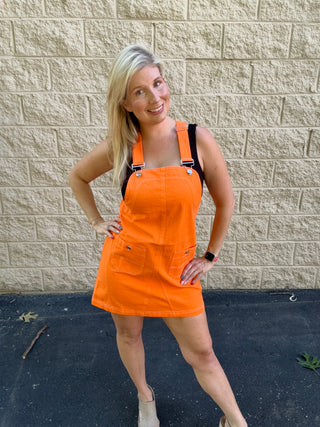 Game Day Contrast Stitch Bib Overall Dress