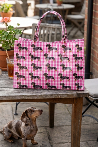 The Chloe Signature Tote: Exclusive Dachshund Gingham Edition