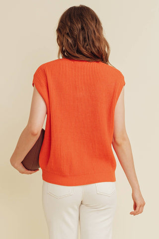 CSW10210Y - 'TENN" EMBROIDERED SLEEVELESS SWEATER TOP: Ivory / L