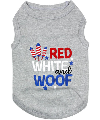 Red White and Woof Patriotic Dog T-Shirt