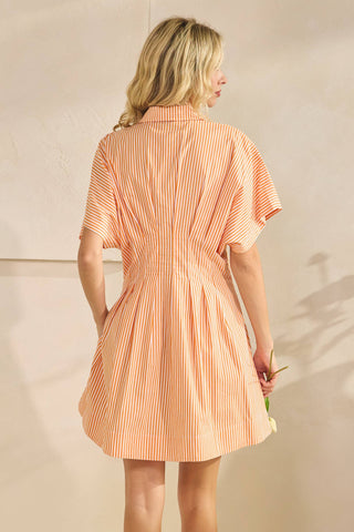 Tennessee Game Day Orange & White Pleated Stripe Shirt Dress