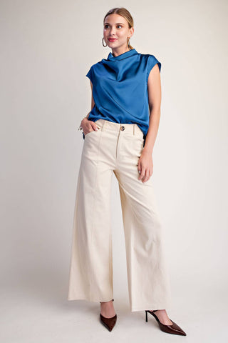 Luxe Satin Cowl Neck Sleeveless Blouse
