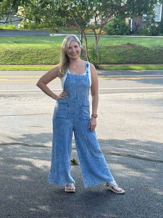 Boho Washed Double Gauze Wide-Leg Overalls