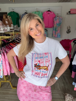 "4th of July Hot Dog" Dachshund Graphic Tee