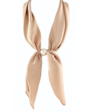 Blush Pearl Accented Scarf Necklace | Elegant Magnetic Jewelry