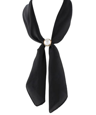 Elegant Pearl-Accented Chiffon Scarf Necklace