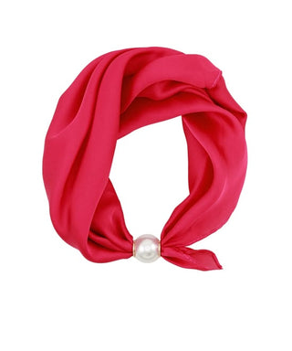 Luxe Pearl Accent Scarf Choker | Elegant Silk-Feel Magnetic Neckwear