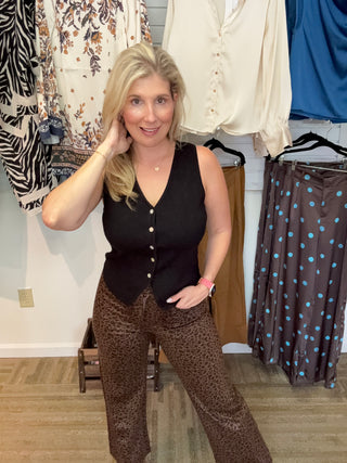 Leopard Print Wide-Leg Pants