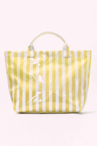 Yellow Striped Waterproof Large Tote Bag