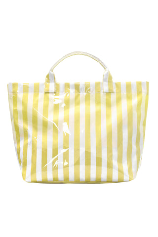 Yellow Striped Waterproof Large Tote Bag