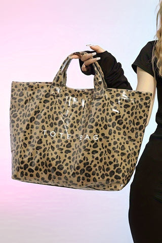 Leopard Luxe: Large Waterproof PU Leather Tote Bag