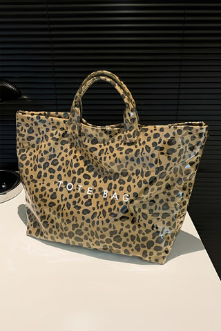 Leopard Luxe: Large Waterproof PU Leather Tote Bag