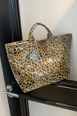 Leopard Luxe: Large Waterproof PU Leather Tote Bag