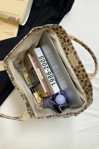 Leopard Luxe: Large Waterproof PU Leather Tote Bag