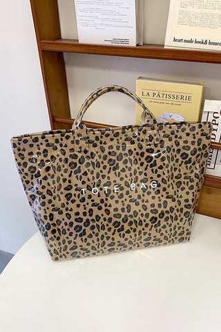 Leopard Luxe: Large Waterproof PU Leather Tote Bag