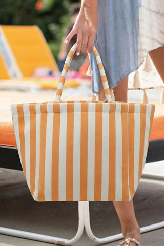 Orange Striped Terry Cloth Oversized Beach Tote Bag