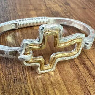 Faith & Grace Mixed Metal Cross Cuff Bracelet – Gold or Silver