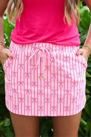 Pink Bow & Stripe Skort