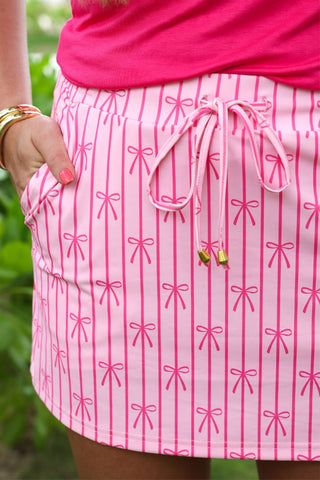 Pink Bow & Stripe Skort
