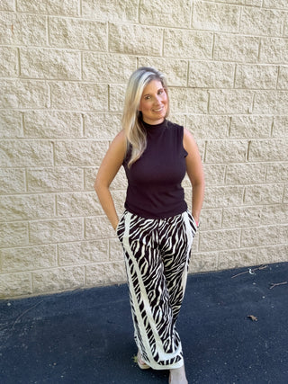 Luxe Zebra Print Button-Down & Wide-Leg Set