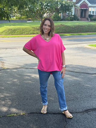 Breezy Airflow V-Neck Dolman Blouse – Effortless Oversized Top